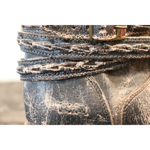 Bed Stu Women's Size 6.5 Brown Black Riding Boots Distressed Leather Tall Shoes - Picture 5 of 11